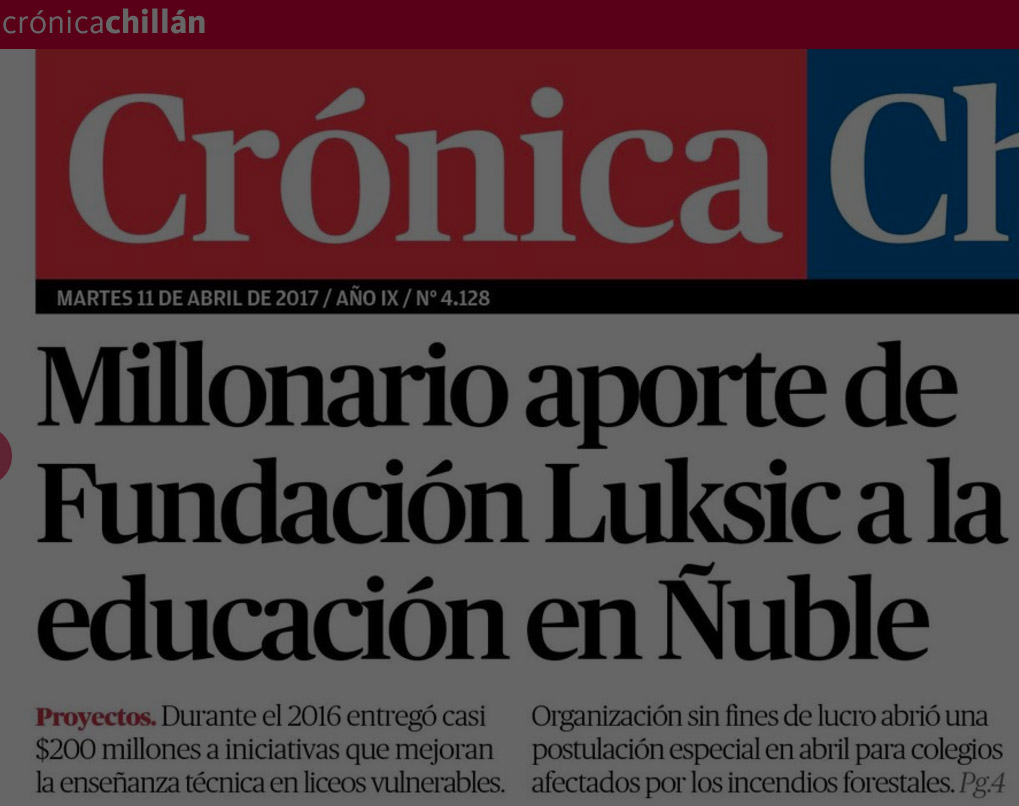 Aporte de Fundación Luksic es titular en Diario de Chillán